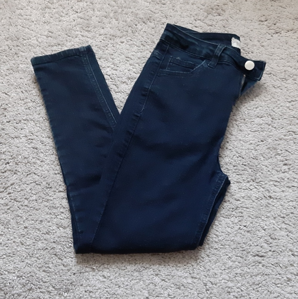 High Waisted Dark-Washed Skinny Jeans